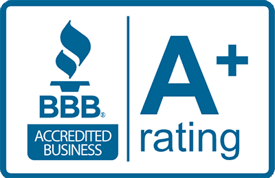 BBB and A plus rating blue and white banner